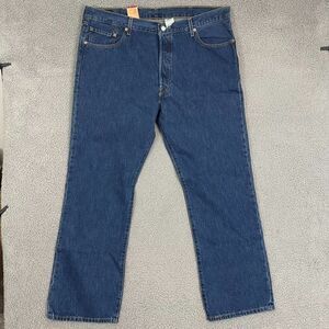 Levi's 501 Jeans Men 42x32 Blue Dark Wash Button Fly Straight Fit Denim